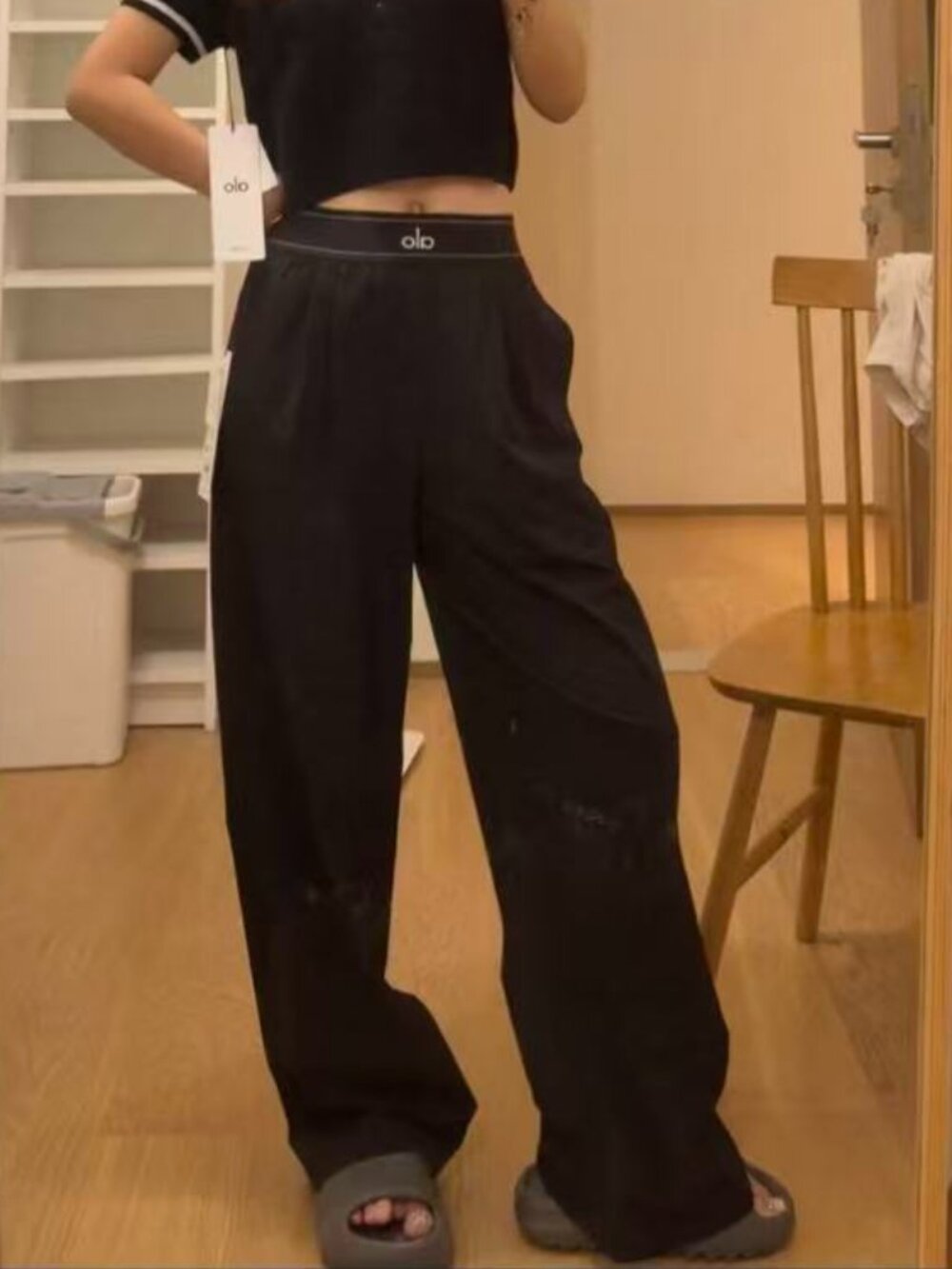 NWT Black 😀ALO Yoga Suit Up Trouser, Regular Tailored Straight Leg Pants - Picture 9 of 9